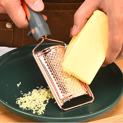 Professional Cheese Grater, Gold Stainless Steel Cheese Grater Handheld, Grater Hand Crank, Practical Kitchen Gadgets, Graters for Cheese, Chocolate, Spices (Medium Coarse)