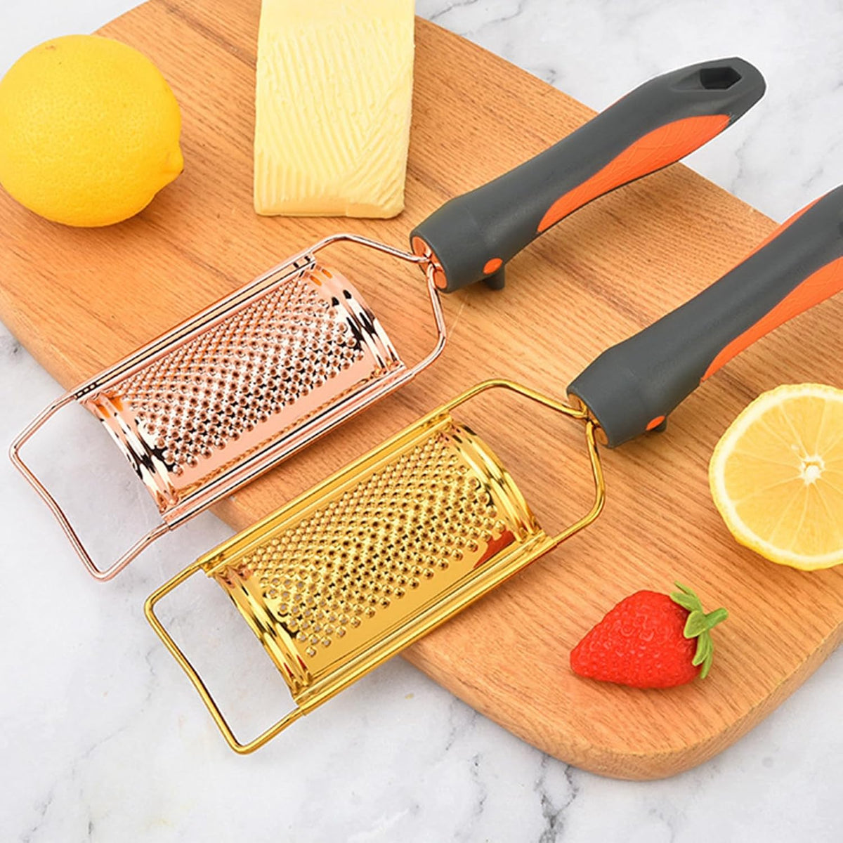 Professional Cheese Grater, Gold Stainless Steel Cheese Grater Handheld, Grater Hand Crank, Practical Kitchen Gadgets, Graters for Cheese, Chocolate, Spices (Medium Coarse)