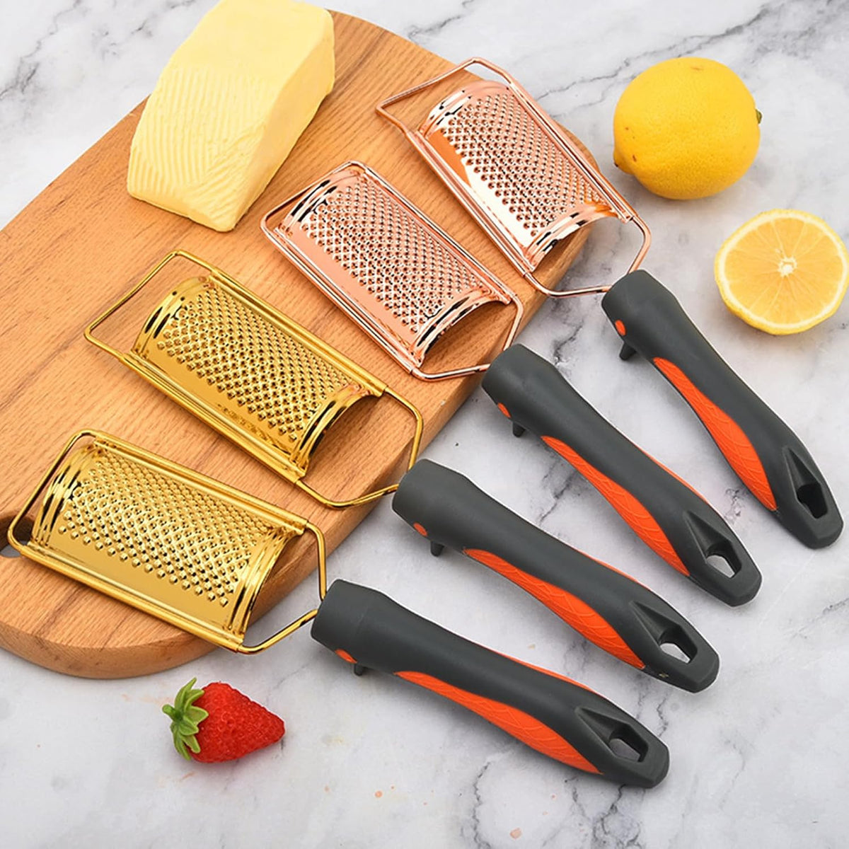 Professional Cheese Grater, Gold Stainless Steel Cheese Grater Handheld, Grater Hand Crank, Practical Kitchen Gadgets, Graters for Cheese, Chocolate, Spices (Medium Coarse)