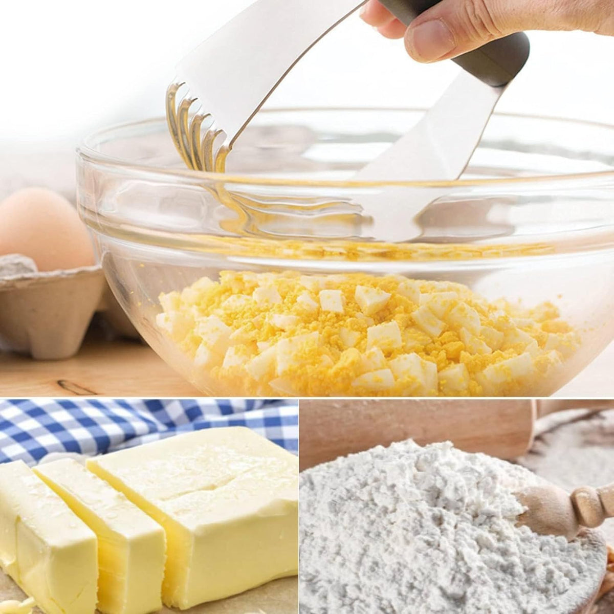 Stainless Steel Heavy Duty Dough Blender, 5-Blade Pastry Cutter