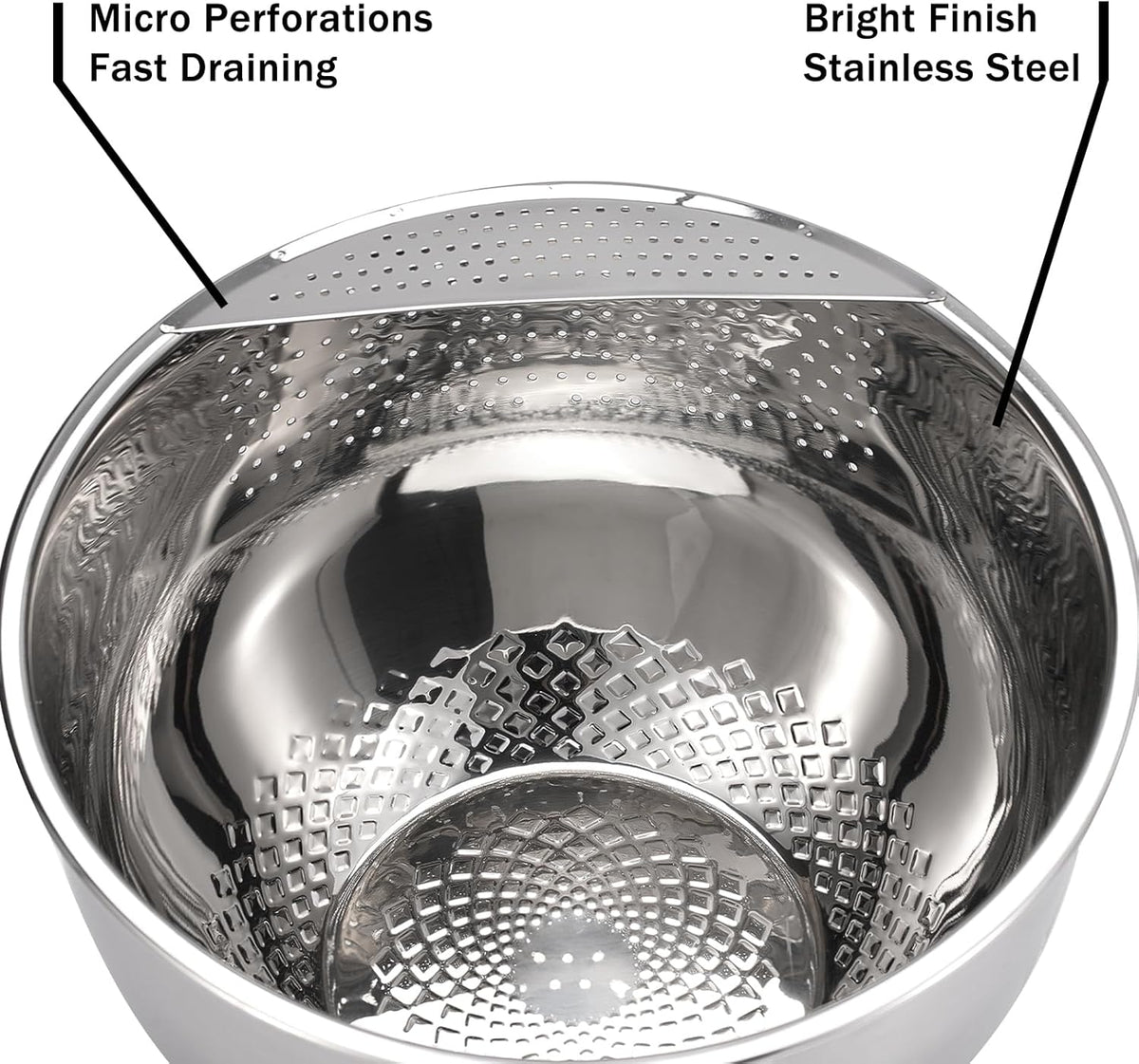 Rice Washing Bowl with Strainer Stainless Steel Quinoa Washer Bowl