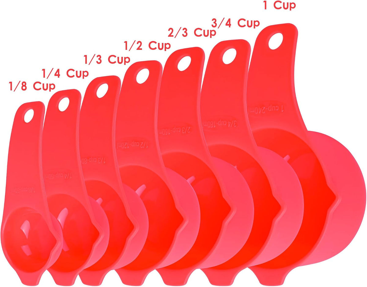 Measuring Cups and Spoons Set 15, 7 Plastic Measuring Cup Spoon Set, 7 Spice Long Handle Measuring Spoons with 1 Leveler for Kitchen and Baking, Dry Metric Measure Cups & Spoons Black