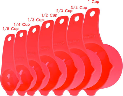 Measuring Cups and Spoons Set 15, 7 Plastic Measuring Cup Spoon Set, 7 Spice Long Handle Measuring Spoons with 1 Leveler for Kitchen and Baking, Dry Metric Measure Cups & Spoons Black