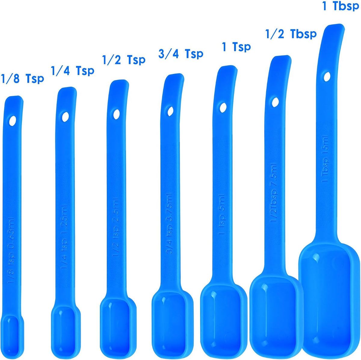 Measuring Cups and Spoons Set 15, 7 Plastic Measuring Cup Spoon Set, 7 Spice Long Handle Measuring Spoons with 1 Leveler for Kitchen and Baking, Dry Metric Measure Cups & Spoons Black