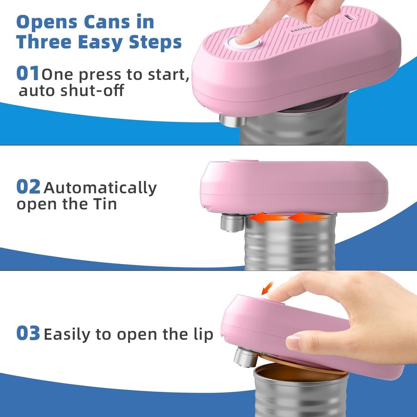 Auto Electric Can Opener, Rechargeable Can Openers for Seniors & Arthritis | One-Touch Rechargeable Battery Automatic Can Opener, Hands-Free, Smooth Edge, Compact, Cordless, Food-Safe Kitchen Gadgets