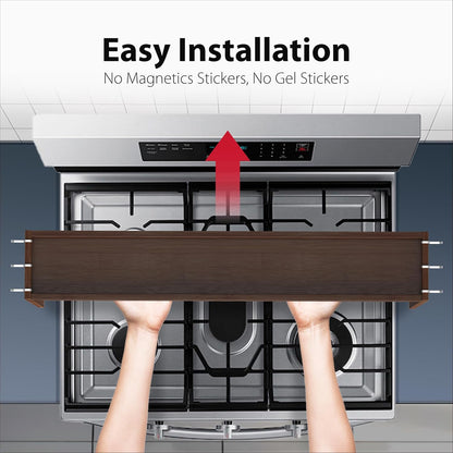 IIIOIIIA Bamboo Over the Stove Spice Shelf for Kitchen, 31.5" Spice Rack Organizer Shelf with 6 hooks, 11.4" Height Extra Storage Countertop, Easy to Assemble