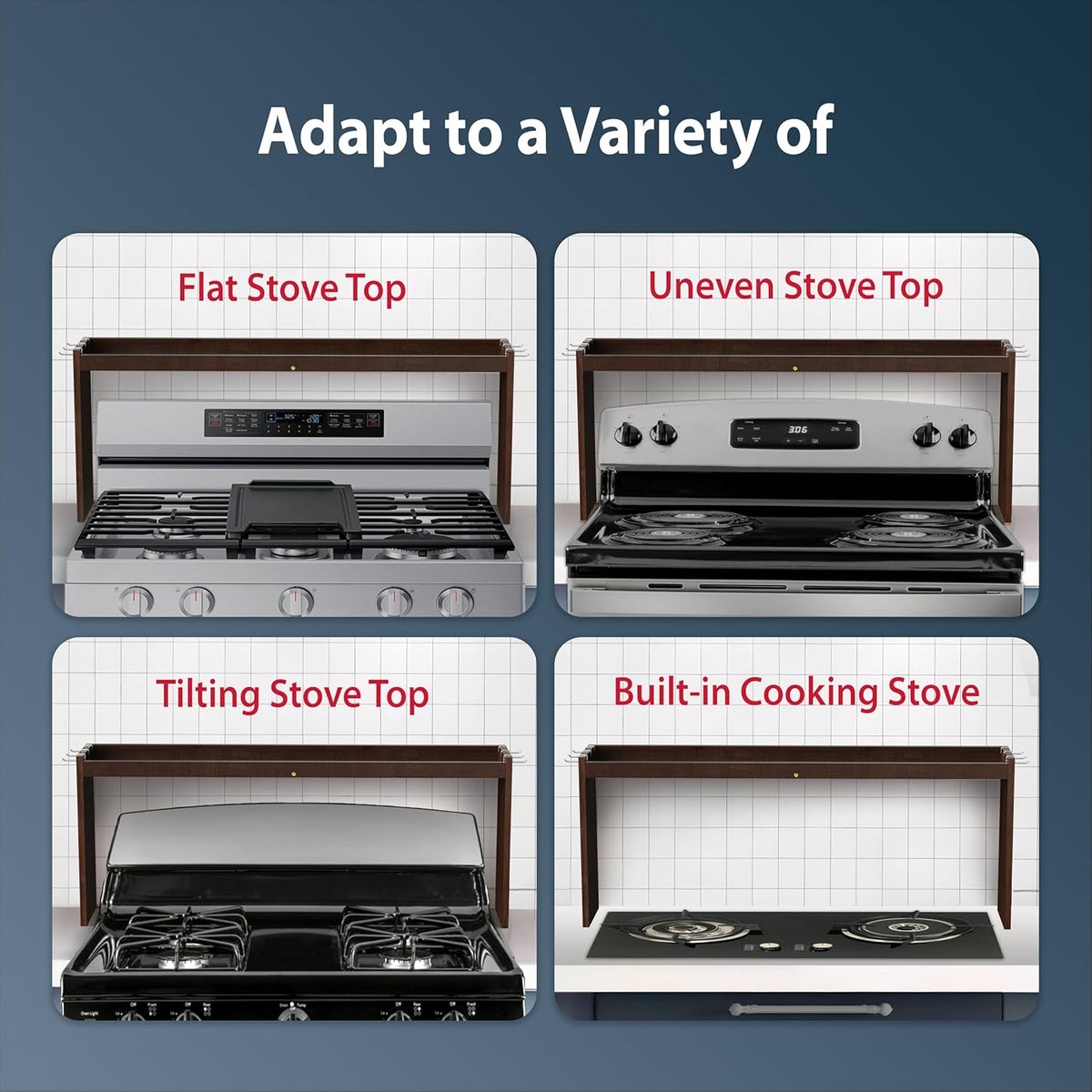 IIIOIIIA Bamboo Over the Stove Spice Shelf for Kitchen, 31.5" Spice Rack Organizer Shelf with 6 hooks, 11.4" Height Extra Storage Countertop, Easy to Assemble