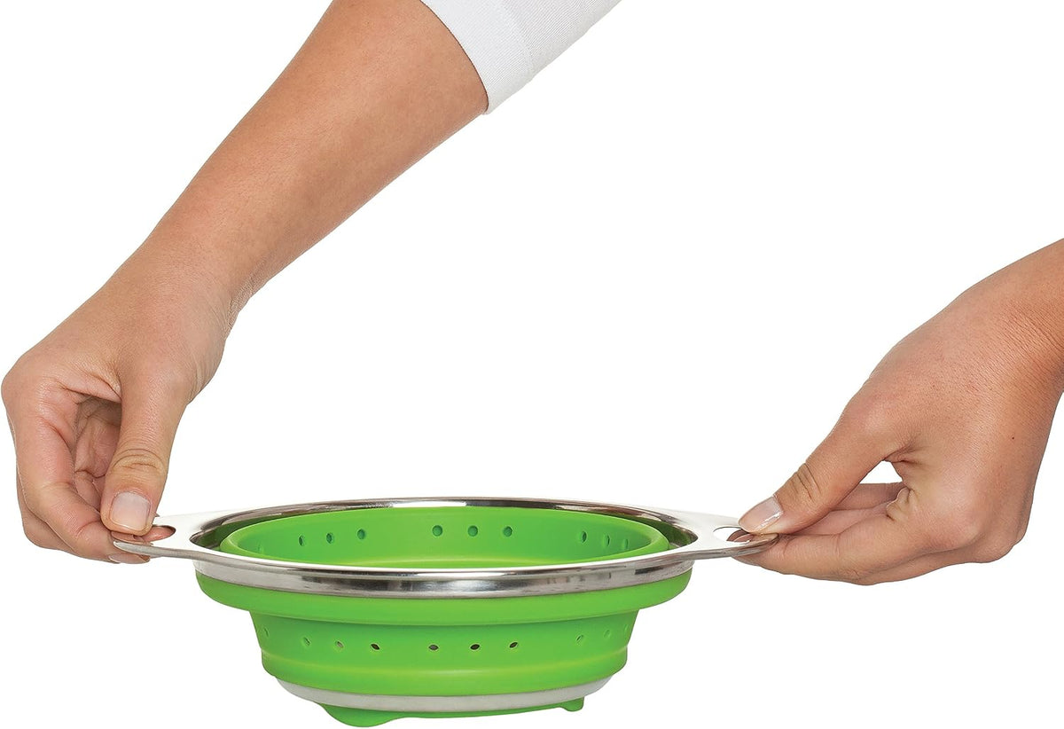 Kitchen Collapsible Colander, Silicone and 18/8 Stainless Steel, 1.5-Quart