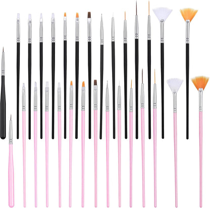 30 Pcs Cake Decorating Brushes, Cake Painting Brushes Food Paint Brush Fondant Sugar DIY Tools Set Cake Decorating Painting Tool Icing Pastry Brush for Baking(Pink+Black)