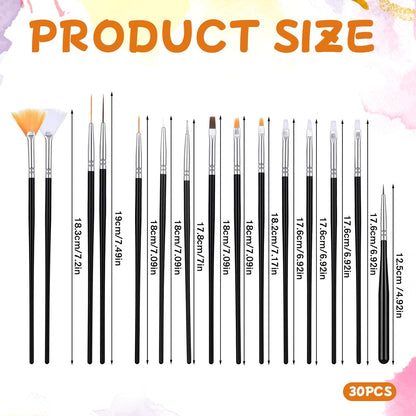 30 Pcs Cake Decorating Brushes, Cake Painting Brushes Food Paint Brush Fondant Sugar DIY Tools Set Cake Decorating Painting Tool Icing Pastry Brush for Baking(Pink+Black)