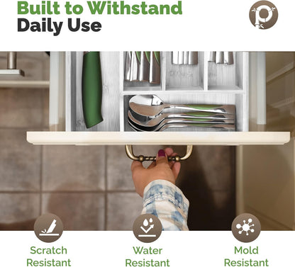 Silverware Organizer - Small Extra-Deep Wooden Kitchen Drawer Organizer Divider for Spoons, Forks, Knives & Cutleries - 5 Slots