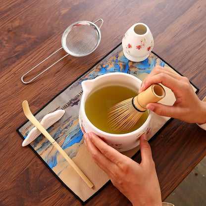 Matcha Set 7-Piece matcha whisk set，matcha kit,matcha set, 1 Scoops, Strainer,1 matcha whisk ，macha whisk set (pink)