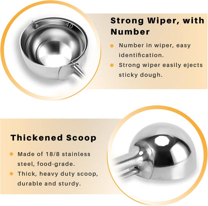 Cookie Scoop Set - Small/1 Tbsp, Medium/2 Tbsp, Large/3 Tbsp - Cookie Dough Scoop, Cookie Scoops for Baking Set of 3, Heavy-Duty 18/8 Stainless Steel Melon Baller Scoop Ice Cream Scoop