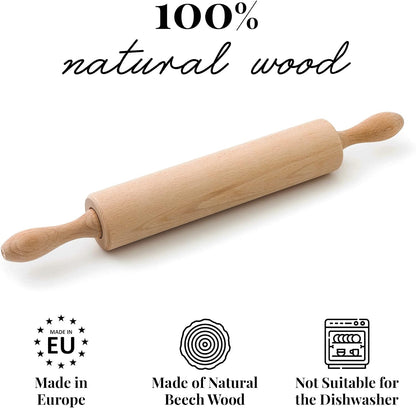 tuuli Kitchen Professional Classic Wooden Rolling Pin with revolving Centre (17,3 by 2,2 inches)