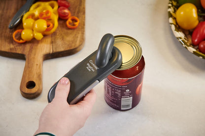 MagiCan Auto Tin Opener, Grey, Plastic/Stainless Steel, One Hand Operated Manual Can Opener with Clamp