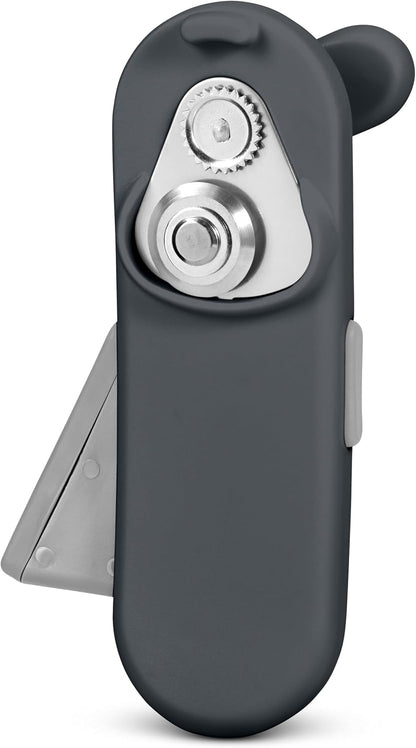 MagiCan Auto Tin Opener, Grey, Plastic/Stainless Steel, One Hand Operated Manual Can Opener with Clamp