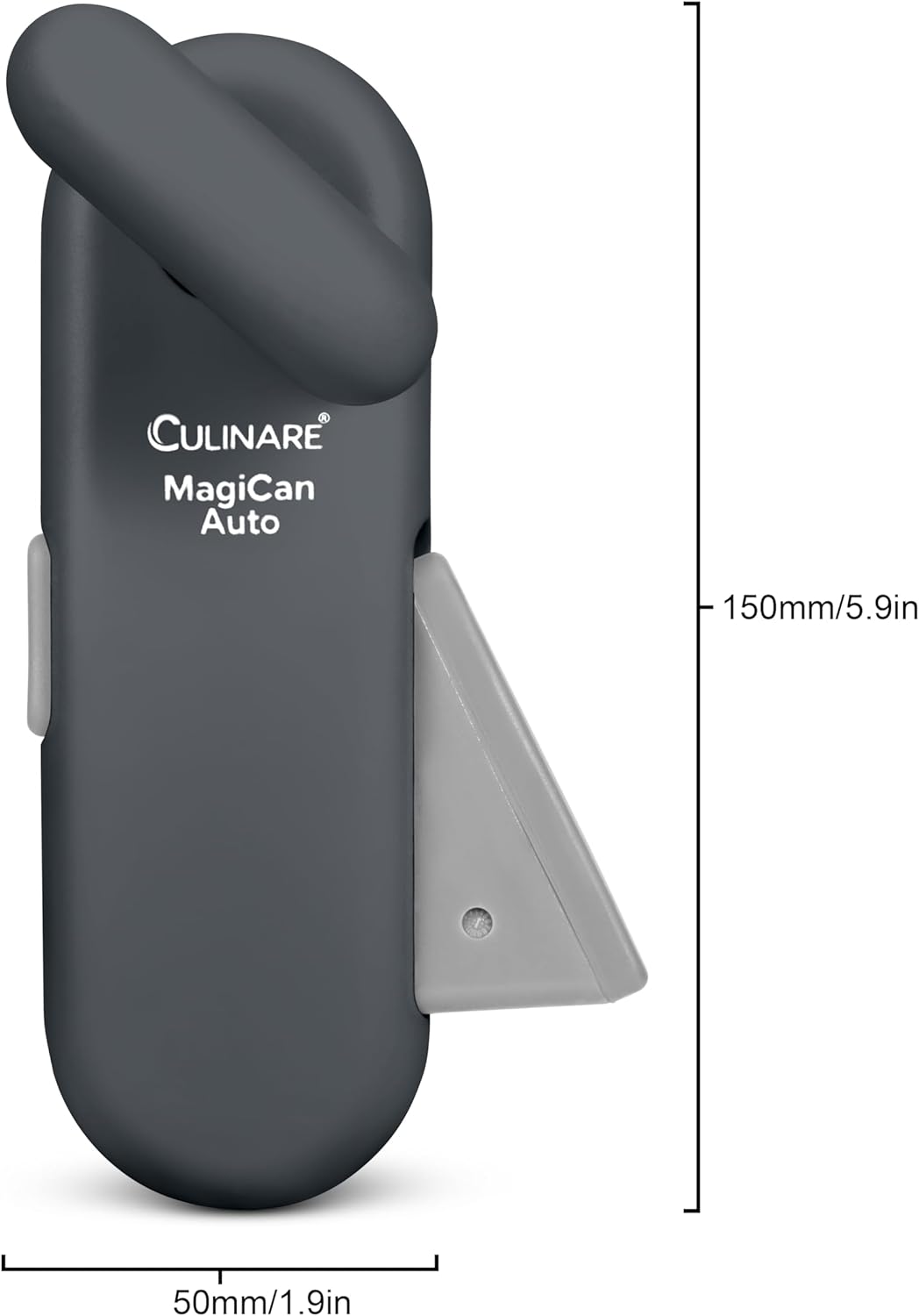 MagiCan Auto Tin Opener, Grey, Plastic/Stainless Steel, One Hand Operated Manual Can Opener with Clamp