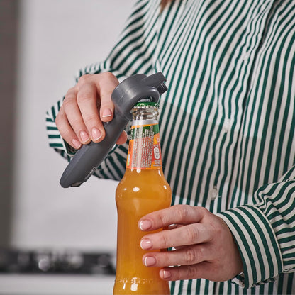 MagiCan Auto Tin Opener, Grey, Plastic/Stainless Steel, One Hand Operated Manual Can Opener with Clamp