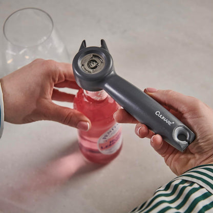 MagiCan Auto Tin Opener, Grey, Plastic/Stainless Steel, One Hand Operated Manual Can Opener with Clamp