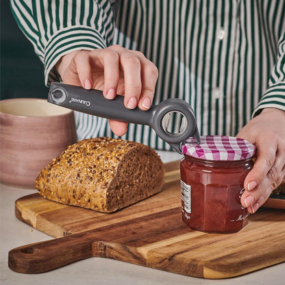 MagiCan Auto Tin Opener, Grey, Plastic/Stainless Steel, One Hand Operated Manual Can Opener with Clamp