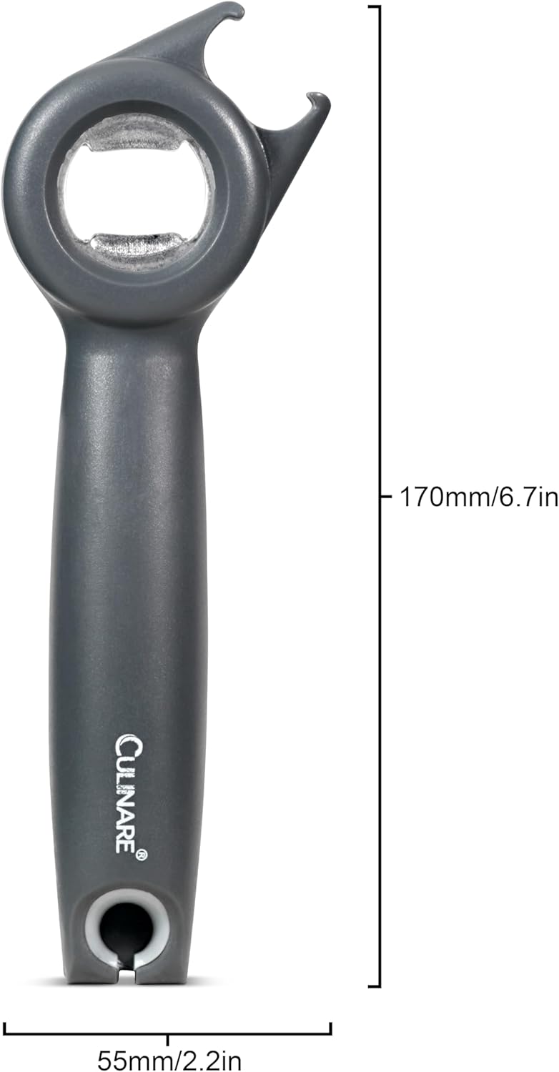 MagiCan Auto Tin Opener, Grey, Plastic/Stainless Steel, One Hand Operated Manual Can Opener with Clamp