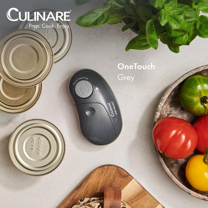 MagiCan Auto Tin Opener, Grey, Plastic/Stainless Steel, One Hand Operated Manual Can Opener with Clamp