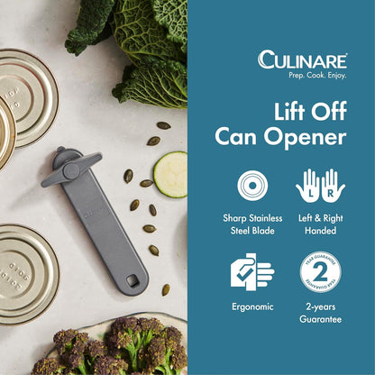 MagiCan Auto Tin Opener, Grey, Plastic/Stainless Steel, One Hand Operated Manual Can Opener with Clamp