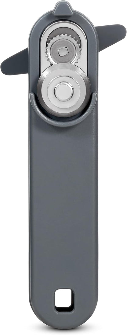 MagiCan Auto Tin Opener, Grey, Plastic/Stainless Steel, One Hand Operated Manual Can Opener with Clamp