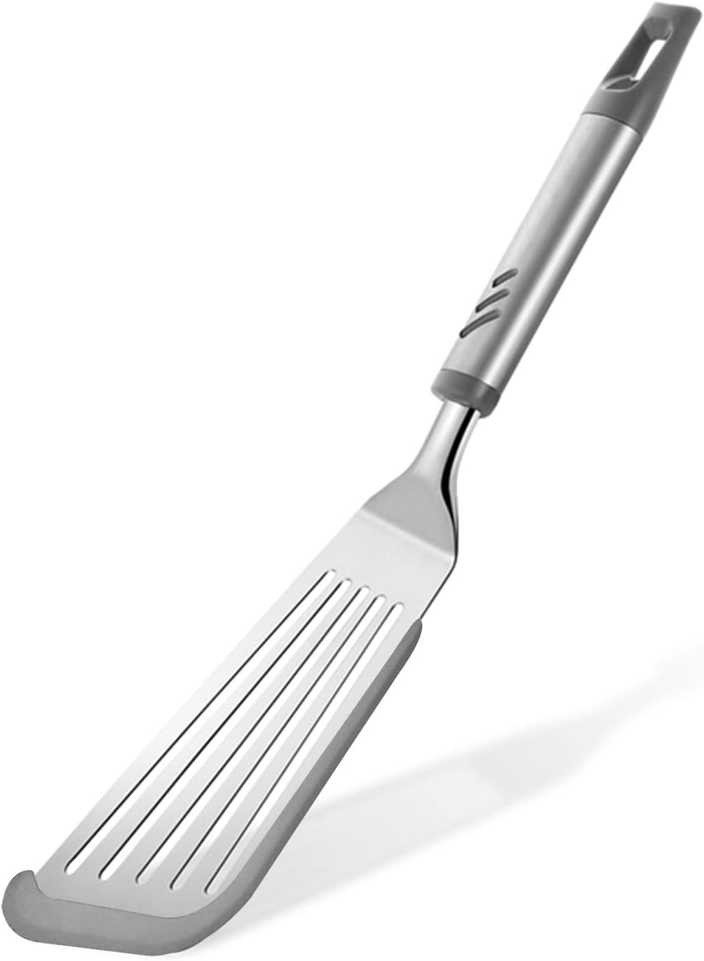 Silicone Fish Spatula, Flexible Slotted Turner for Nonstick Cookware | 12.6 inch, Heat-safe Silicone, Beveled Edge, Flexible Stainless Steel, Non-slip Touch-points of Handle, Dishwasher Safe