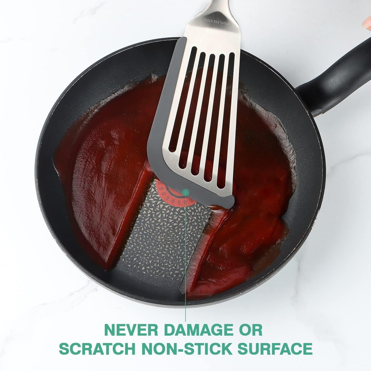 Silicone Fish Spatula, Flexible Slotted Turner for Nonstick Cookware | 12.6 inch, Heat-safe Silicone, Beveled Edge, Flexible Stainless Steel, Non-slip Touch-points of Handle, Dishwasher Safe