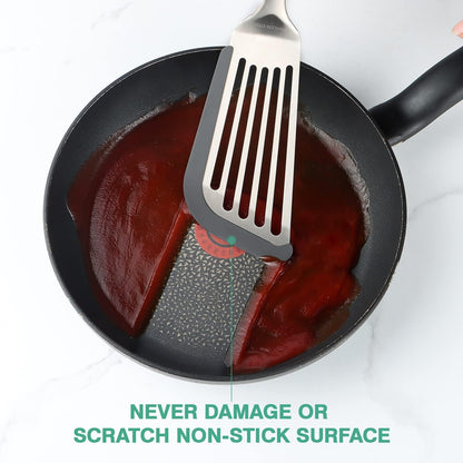 Silicone Fish Spatula, Flexible Slotted Turner for Nonstick Cookware | 12.6 inch, Heat-safe Silicone, Beveled Edge, Flexible Stainless Steel, Non-slip Touch-points of Handle, Dishwasher Safe