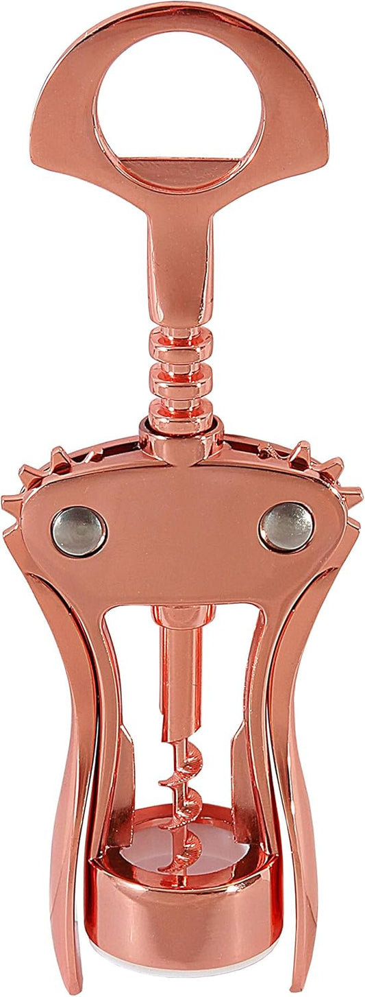 Wing Corkscrew, Wine Opener, Bottle Cap Opener, Steel, Copper Color