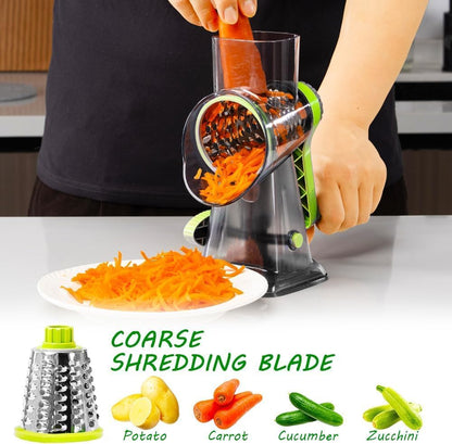 Cheese Grater with Handle, Multifunctional Manual Rotary Cheese Grater - Cheese Shredder Easily Chop Carrots, Potatoes, Vegetables and Fruits and Easy to Clean (Red)