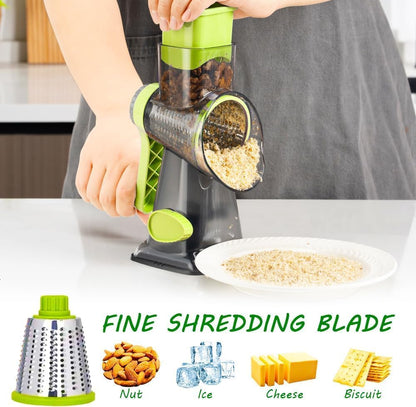 Cheese Grater with Handle, Multifunctional Manual Rotary Cheese Grater - Cheese Shredder Easily Chop Carrots, Potatoes, Vegetables and Fruits and Easy to Clean (Red)