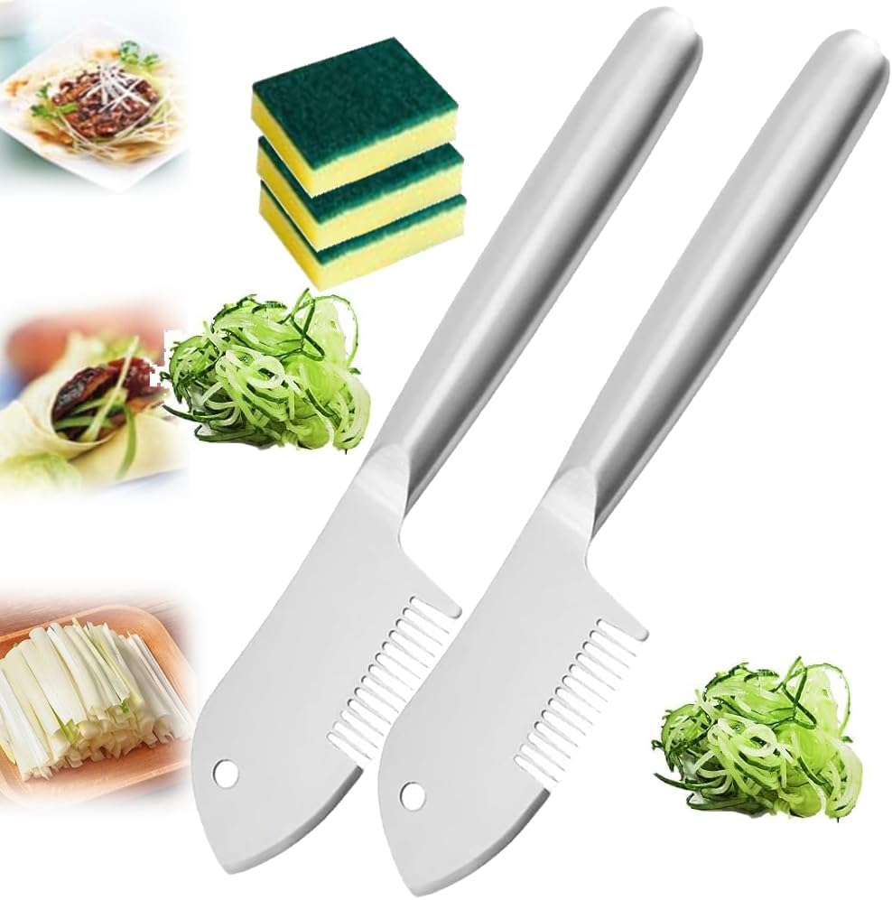 Stainless Steel Multi-purpose Julienne Peeler, Multi-functional Vegetable Peeler for Kitchen, Vegetable Julienne Slicer, Precision Julienne Blade, Quick & Easy Kitchen Shredder Tool (2PCS)