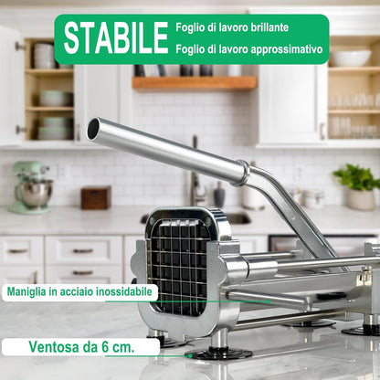 French Fry Cutter, Heavy Duty Potato Slicer, Stainless Steel Potato Chopper Set with 1/2 and 3/8 Inch Blades for Sweet Potato, Carrot, Yam, Cucumbers.