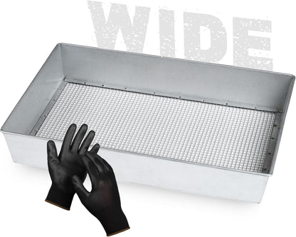 Wide Soil Sifter, 1/4-inch Galvanized Garden Sieve with Gloves