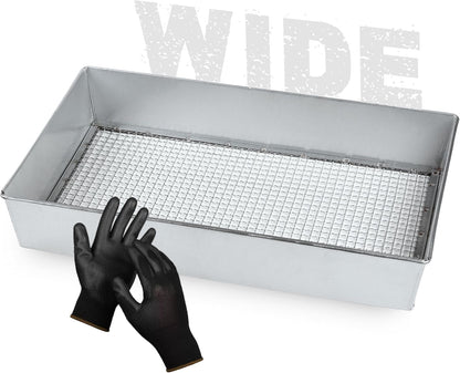 Wide Soil Sifter, 1/4-inch Galvanized Garden Sieve with Gloves