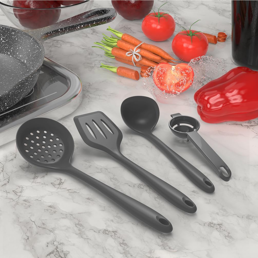 AOTHOD Silicone Cooking Utensils Set - 446°F Heat Resistant Kitchen Utensils,Turner Tongs,Spatula,Spoon,Brush,Whisk,Kitchen Utensil Gadgets Tools Set for Nonstick Cookware,Dishwasher Safe (BPA Free)