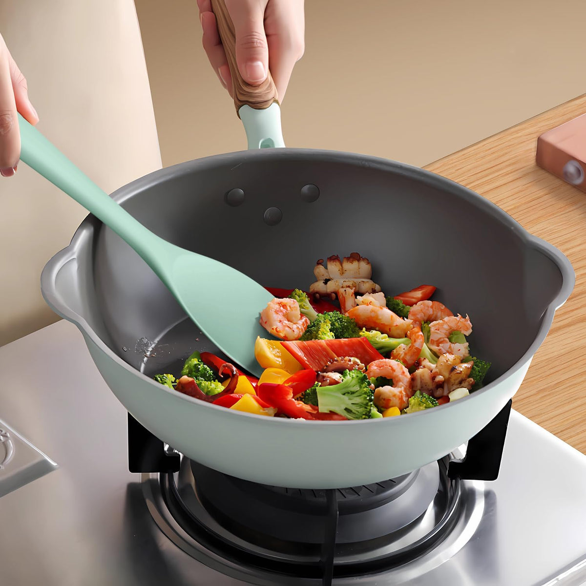 AOTHOD Silicone Cooking Utensils Set - 446°F Heat Resistant Kitchen Utensils,Turner Tongs,Spatula,Spoon,Brush,Whisk,Kitchen Utensil Gadgets Tools Set for Nonstick Cookware,Dishwasher Safe (BPA Free)