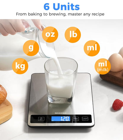 Food Scale, 33lb/15kg Kitchen Scale, 1g Precision, Black