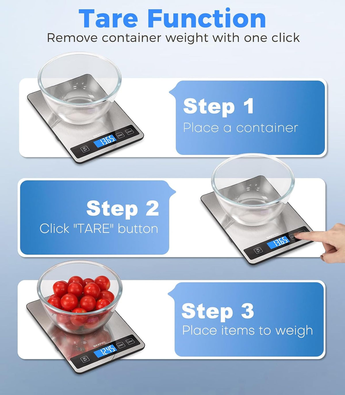 Food Scale, 33lb/15kg Kitchen Scale, 1g Precision, Black