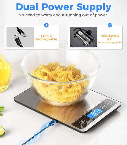 Food Scale, 33lb/15kg Kitchen Scale, 1g Precision, Black