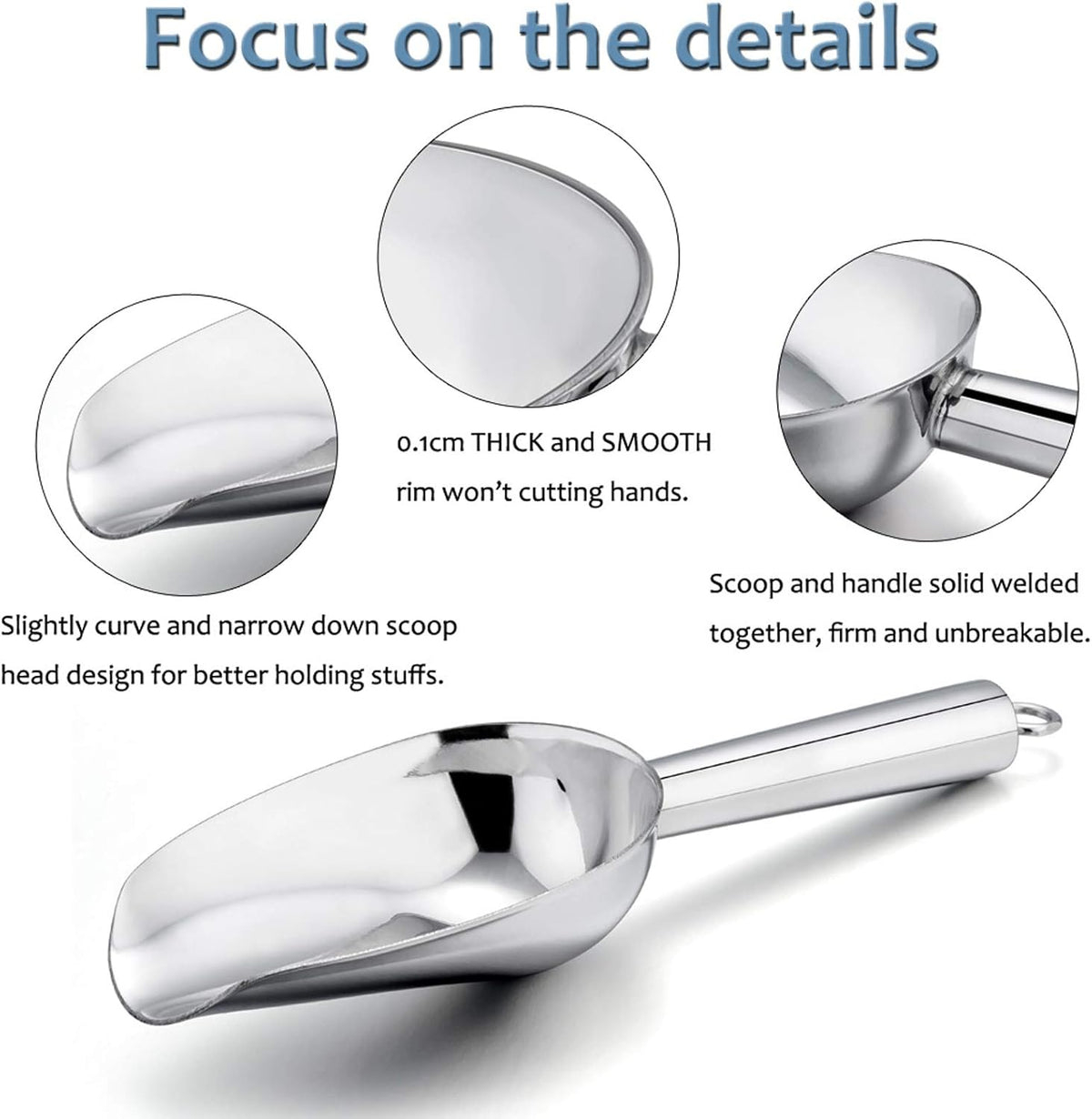 Mini Scoop, 3 Ounce Stainless Steel Kitchen Utility Scoops, 4 Pack