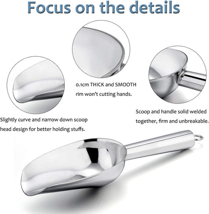 Mini Scoop, 3 Ounce Stainless Steel Kitchen Utility Scoops, 4 Pack