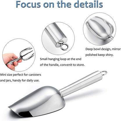 Mini Scoop, 3 Ounce Stainless Steel Kitchen Utility Scoops, 4 Pack