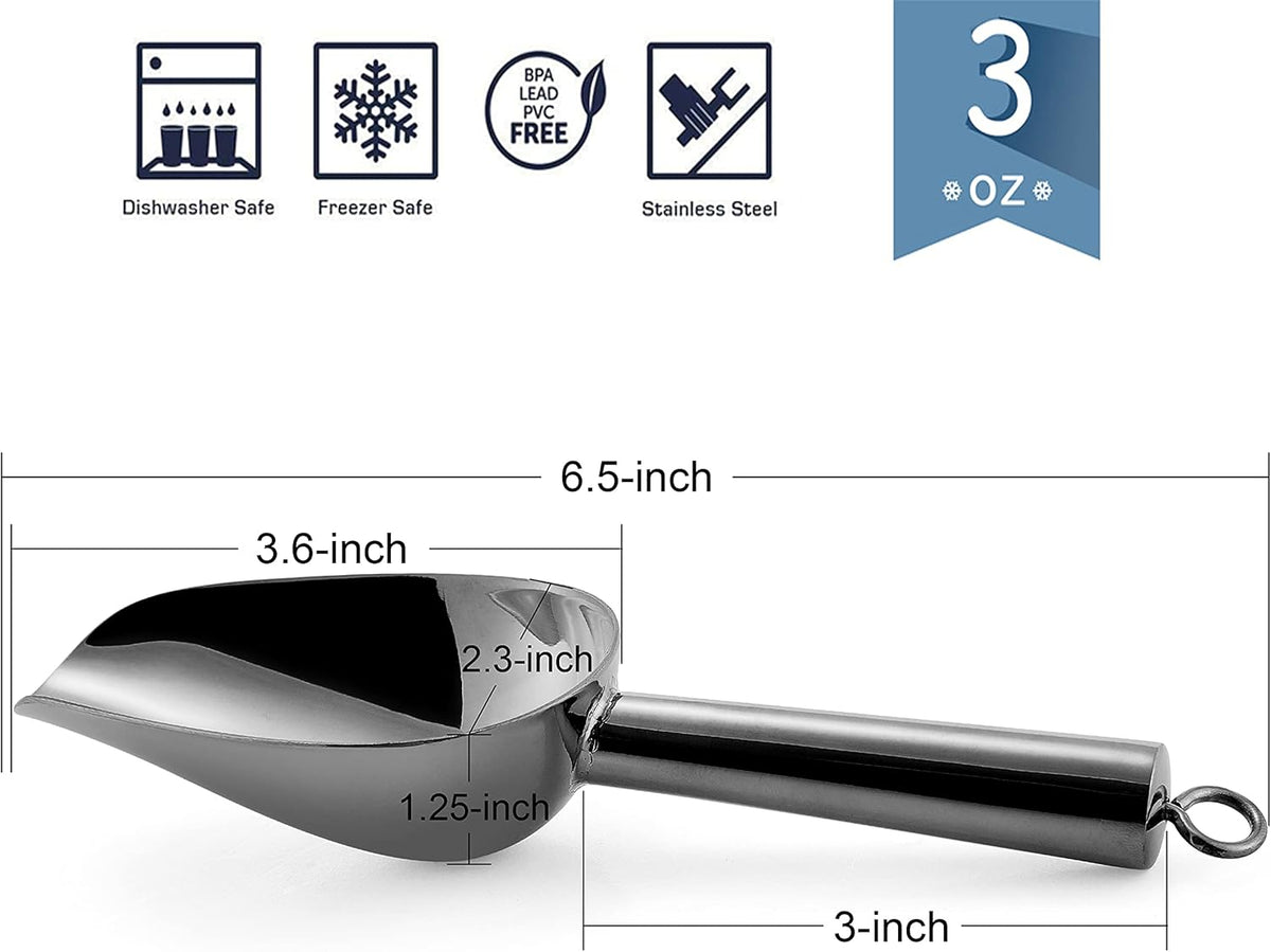 Mini Scoop, 3 Ounce Stainless Steel Kitchen Utility Scoops, 4 Pack