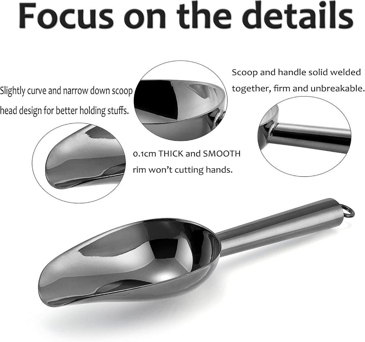 Mini Scoop, 3 Ounce Stainless Steel Kitchen Utility Scoops, 4 Pack