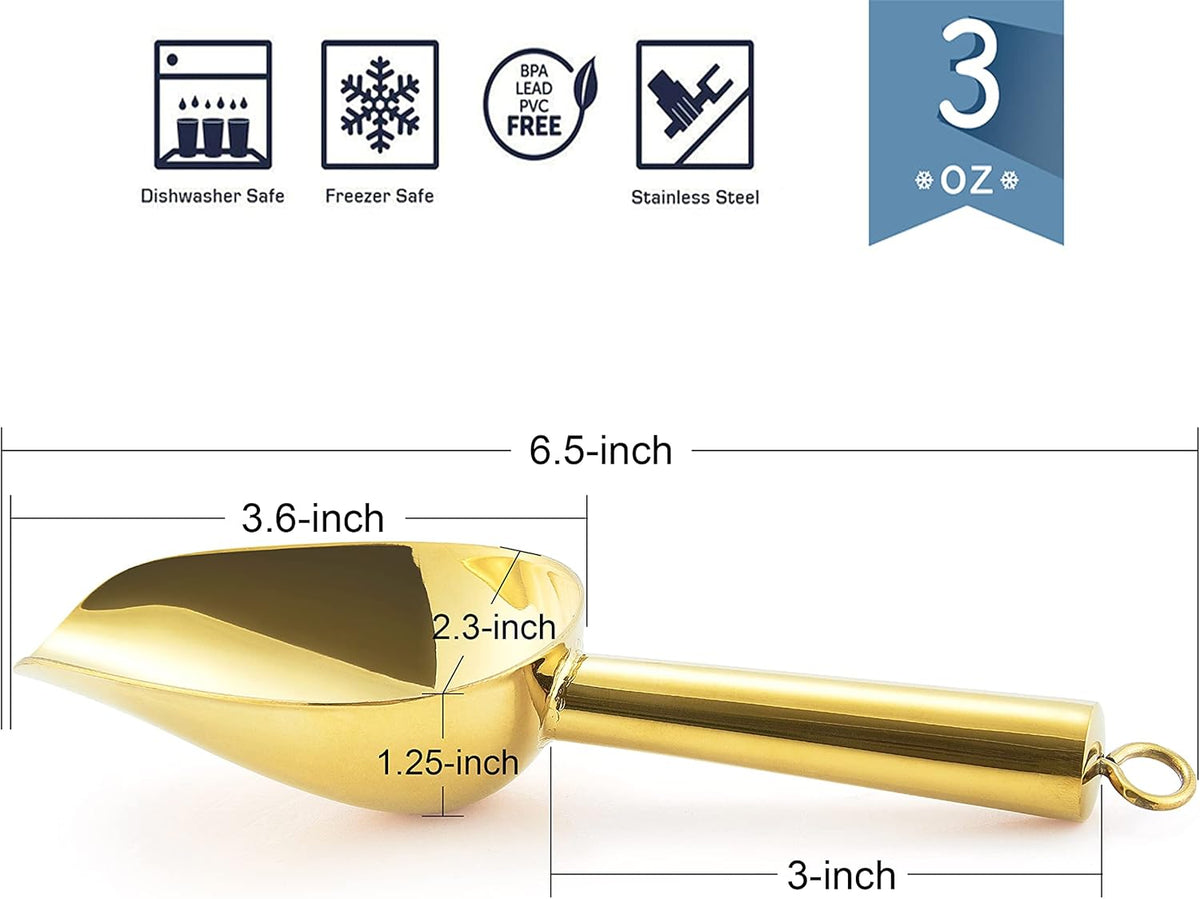 Mini Scoop, 3 Ounce Stainless Steel Kitchen Utility Scoops, 4 Pack