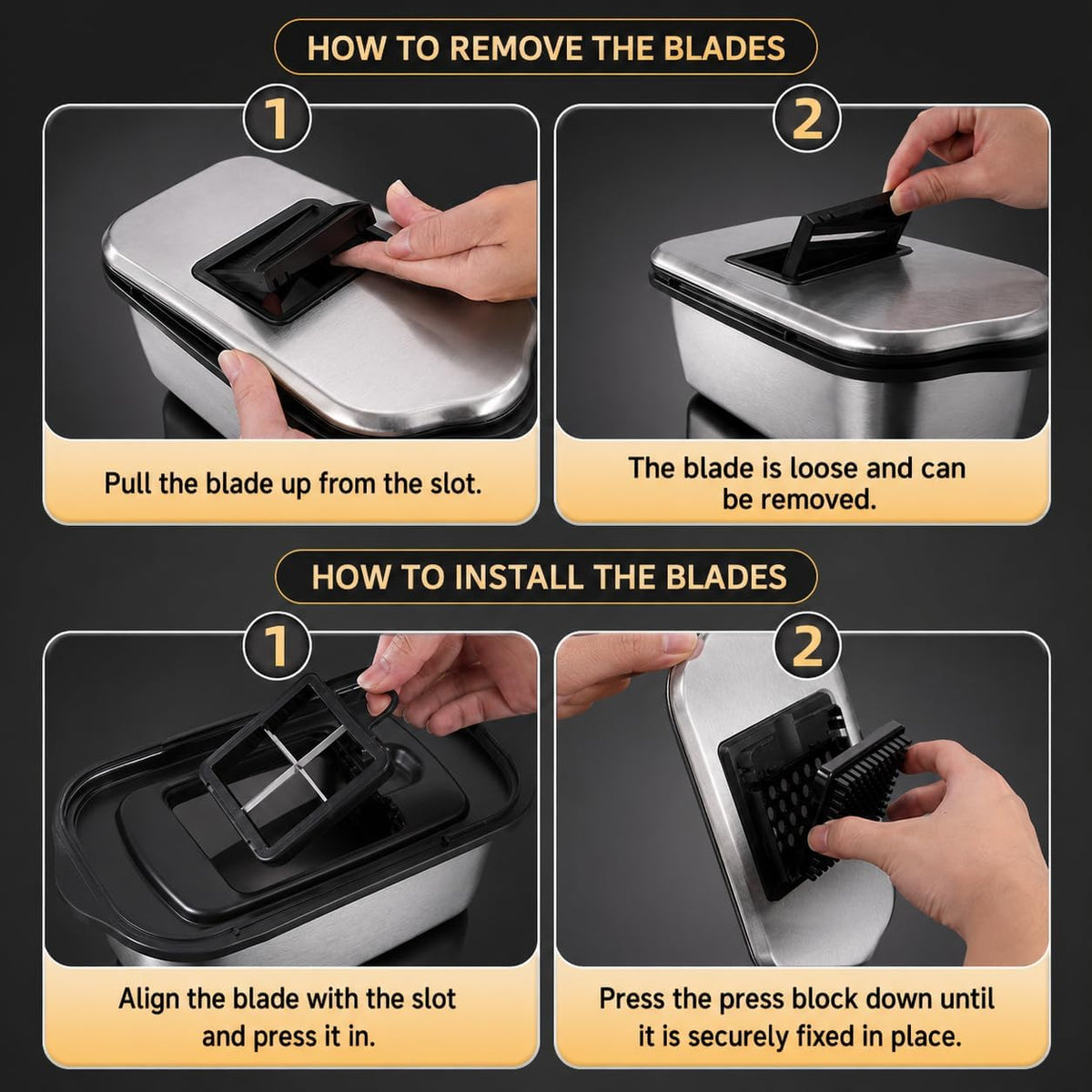 All-in-One Food Chopper & Mandoline Slicer, 9-in-1 Vegetable Chopper with Interchangeable Stainless Steel Blades, BPA-Free Manual Onion Dicer, Julienne & Grater with Container